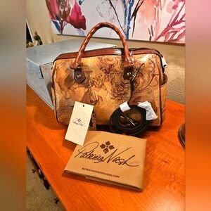 Patricia Nash Skye Satchel Leather Italian Barrel Bag